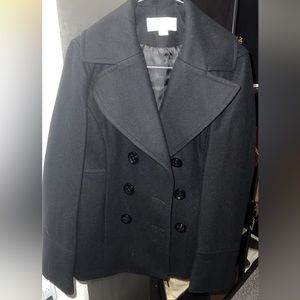 Michael Kors Black wool pea coat, size small.
